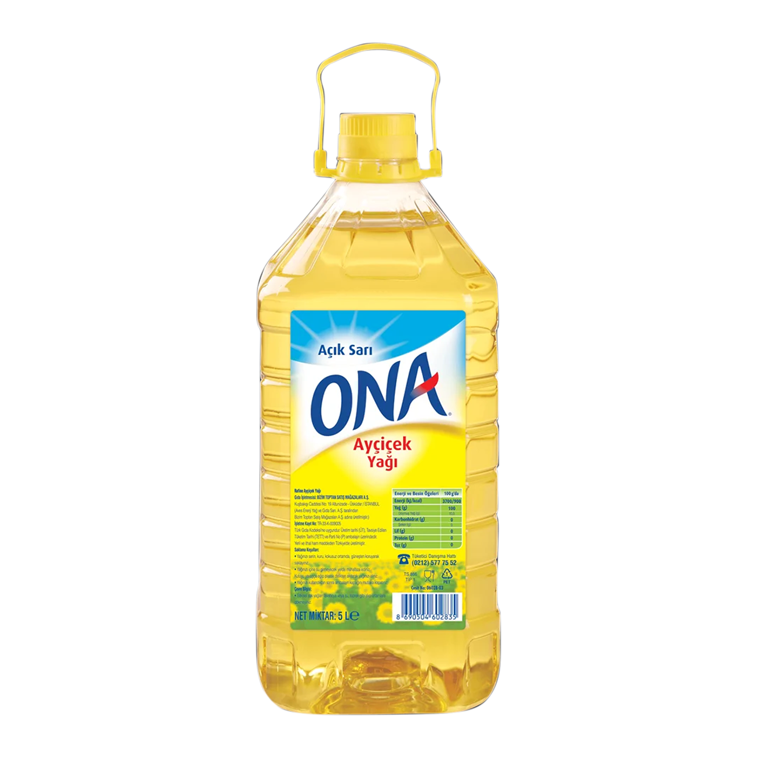 Ona Ayçiçek Yağı 5 LT Dar Ağız