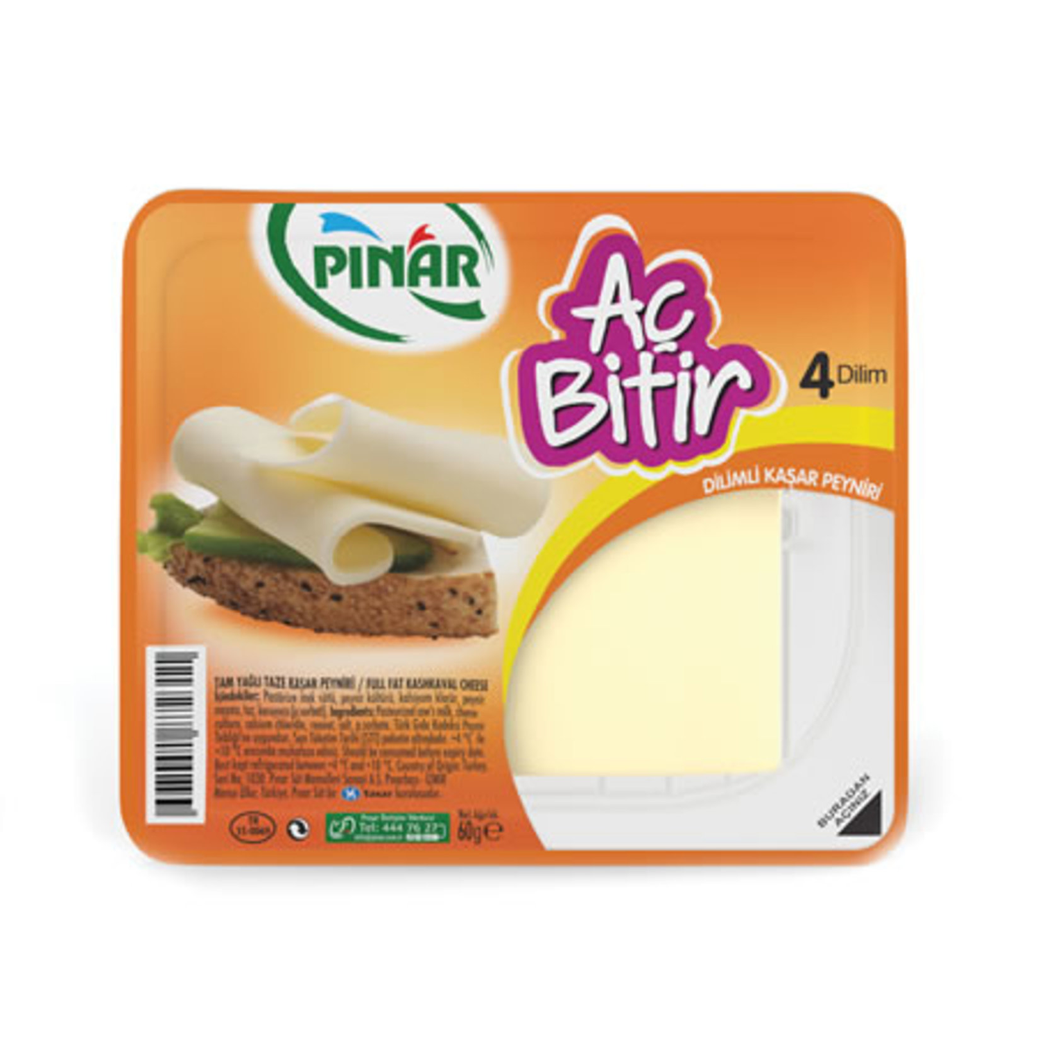Pınar Aç Bitir Dilimli Kaşar 60 GR