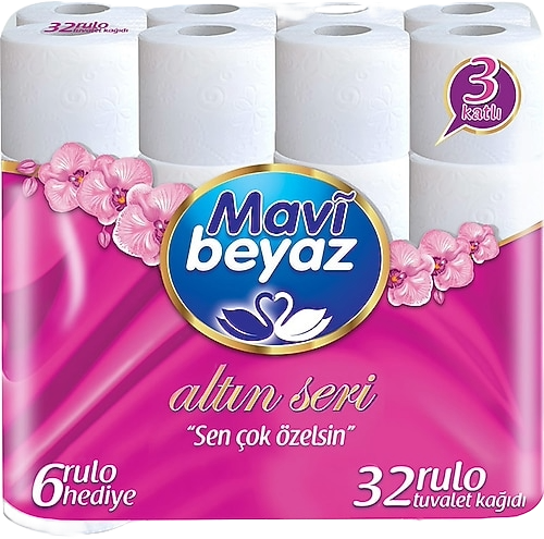 Mavi Beyaz Üç Kat T.Kağıdı Altın Seri Kokulu 32 Li