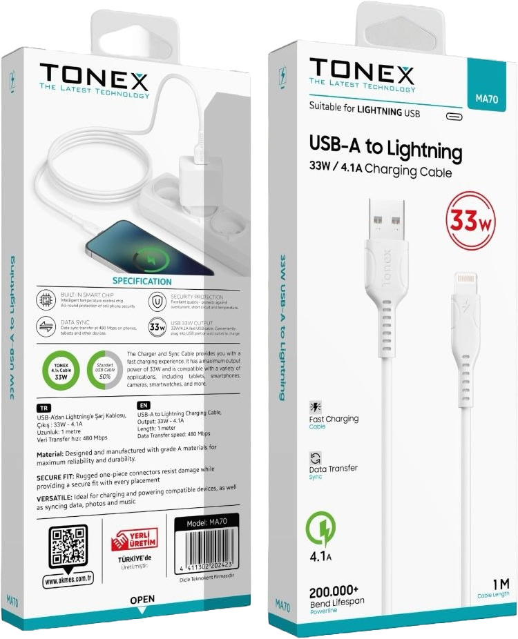 TONEX 33W LIGHTNİNG USB KABLO