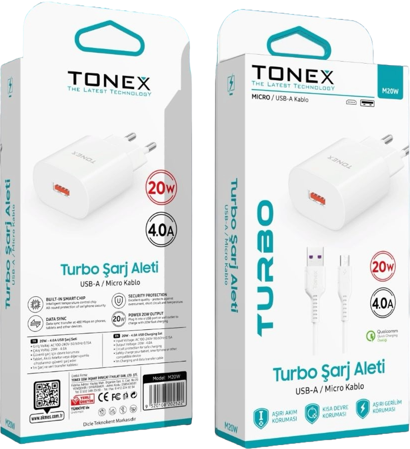 TONEX 20W 4A TURBO MICRO ŞARJ SETİ