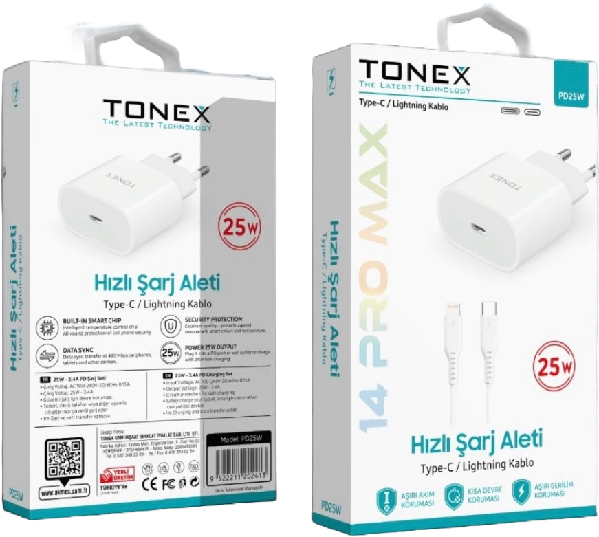 TONEX 25W PD  LIGHTNINGH ŞARJ SETİ
