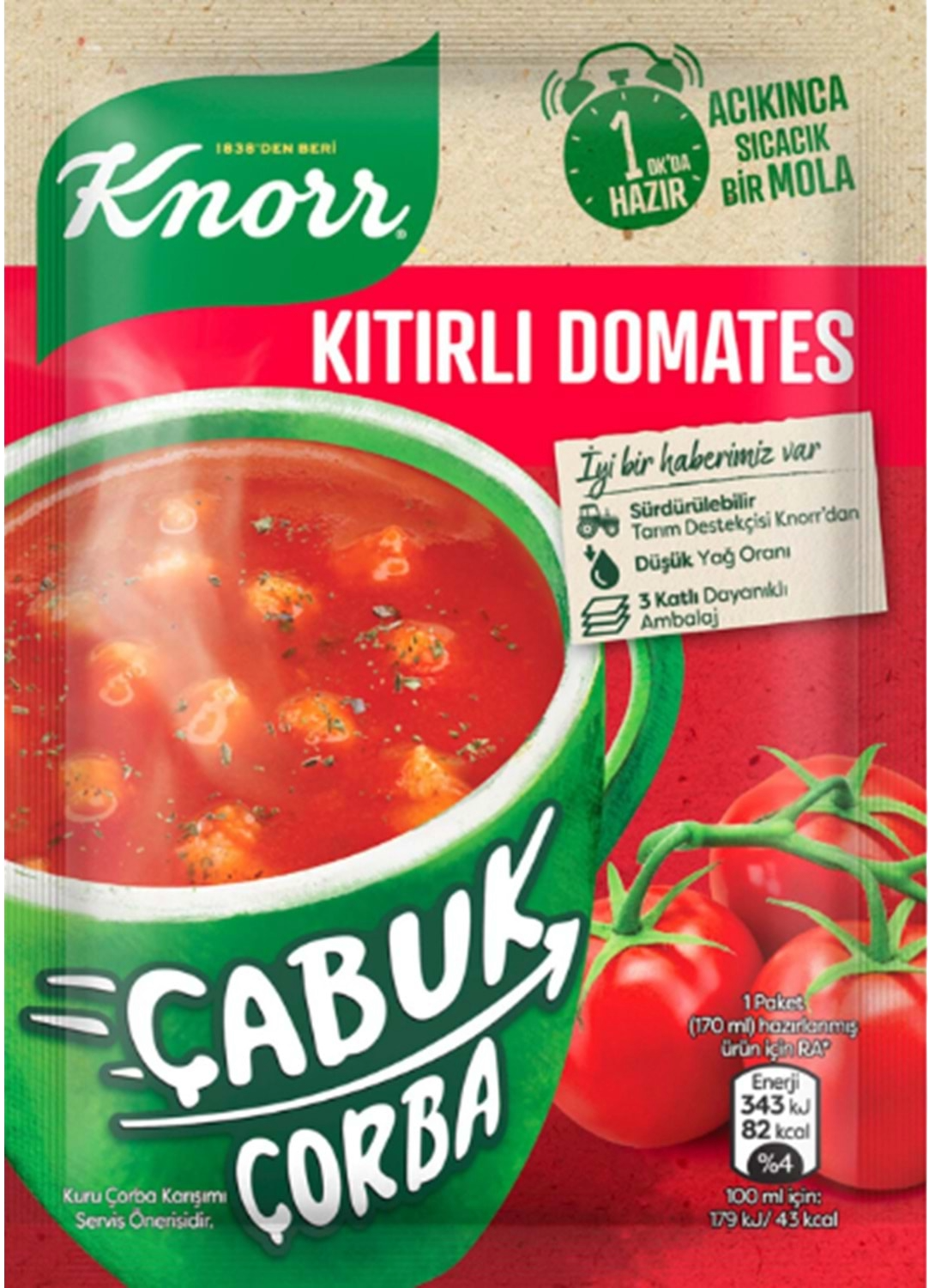 KNORR ÇABUK ÇORBA KITIRLI DOMATES 22 GR