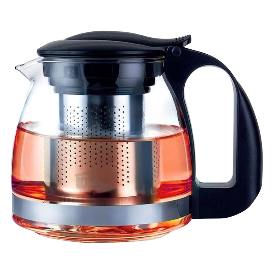 Şener Paçi 1250 ML Siyah Süzgeçli Cam Demlik