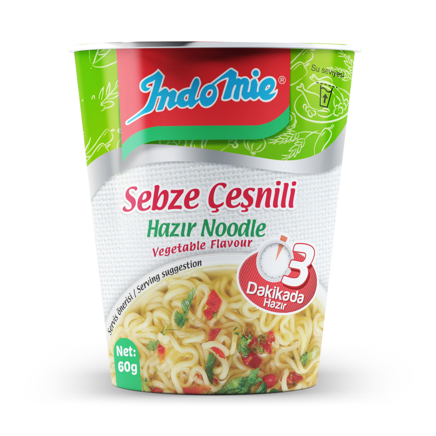 Indomie Sebze Çeşnili Hazır Noodle Bardak 60 GR