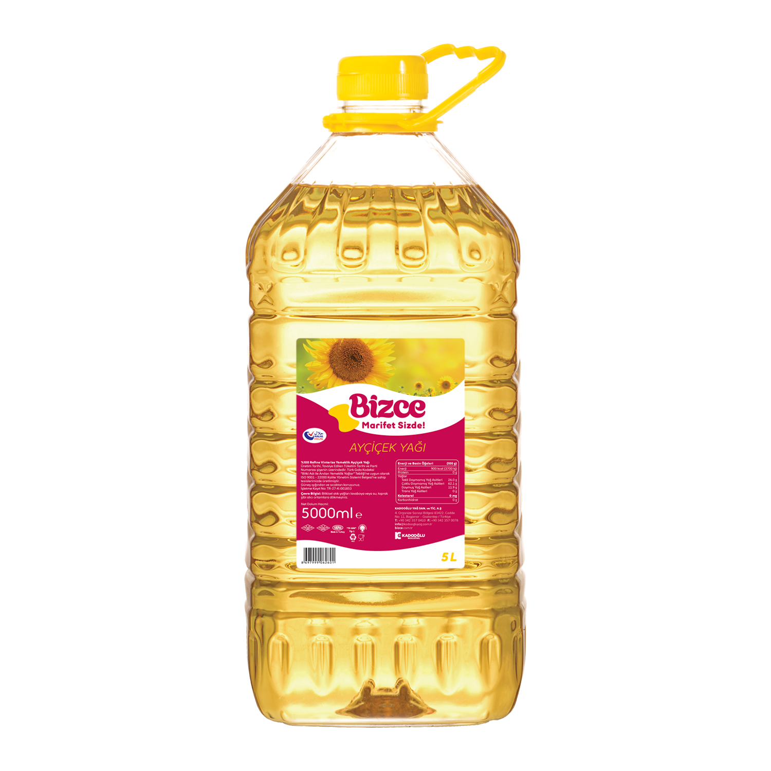 Bizce Ayçiçek Yağı 5 LT Dar Ağız