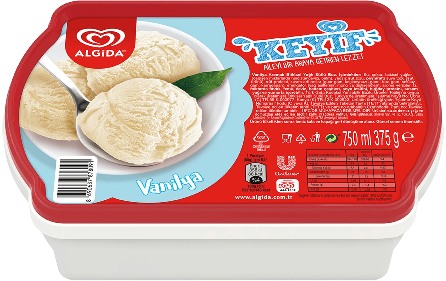 ALGİDA KEYİF VANİLYA 750 ML