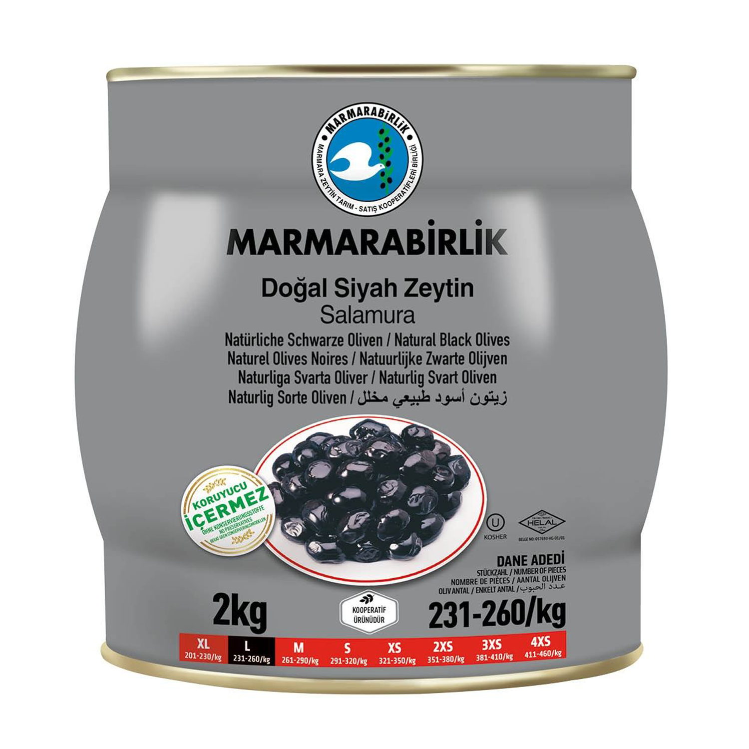 Marmarabirlik Hiper Zeytin 2 KG 231-260 KB (L)