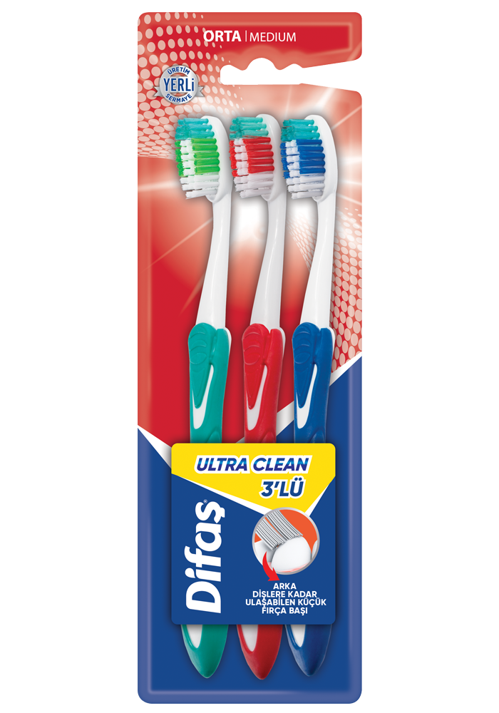 Difaş Ultra Clean Orta 3lü Diş Fırçası