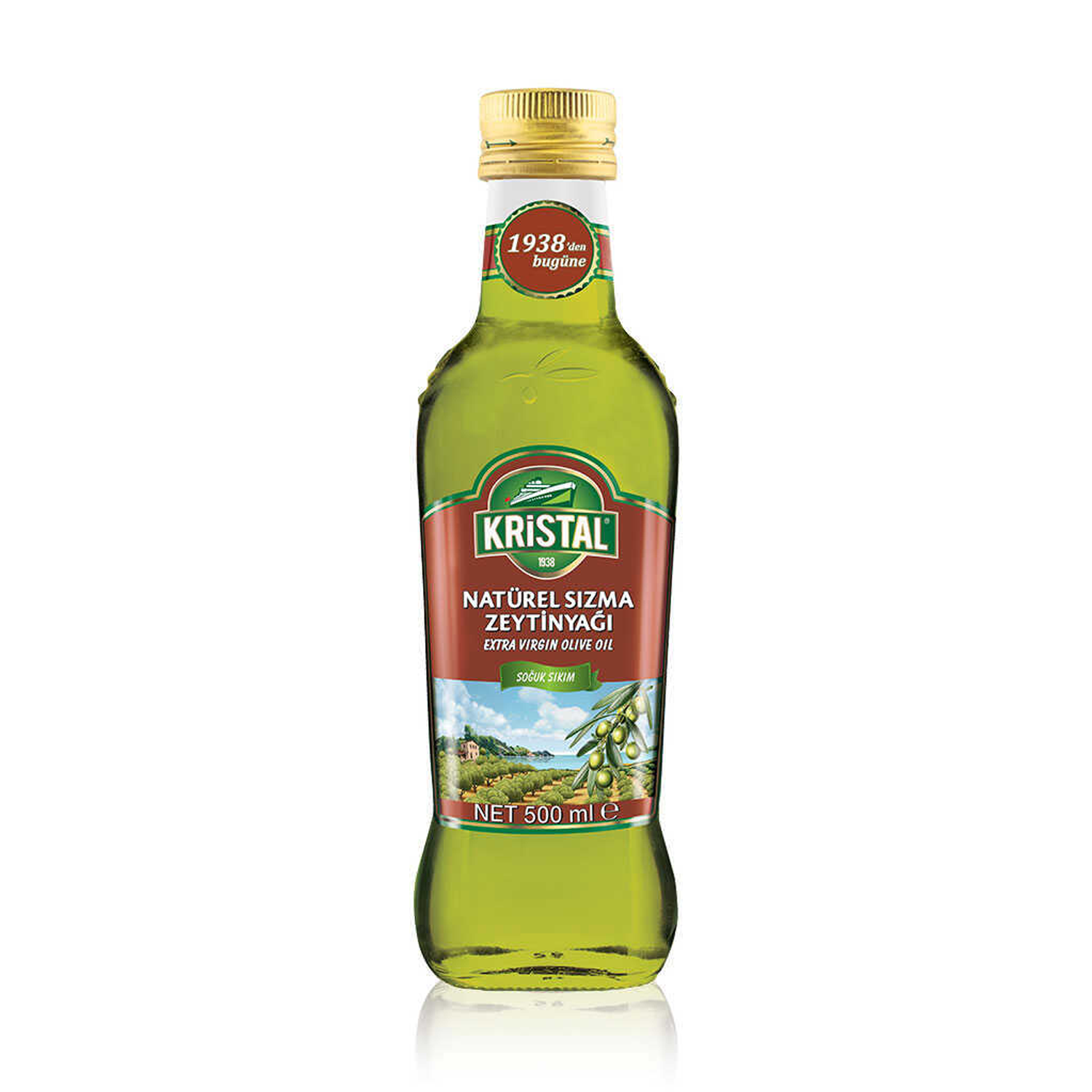 Kristal Cam Naturel Sızma Zeytin Yağı 500 ML