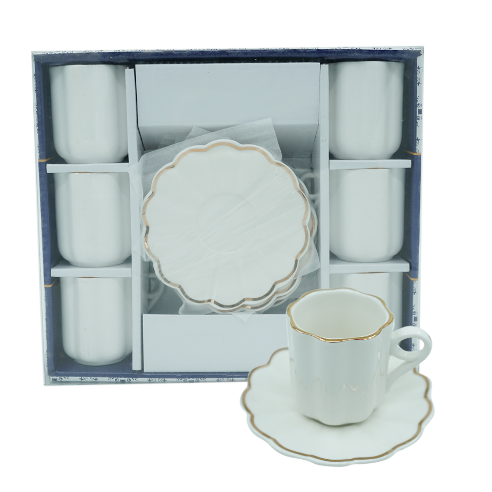 Kosova New Bone Yaldızlı Kahve Fincan Takımı