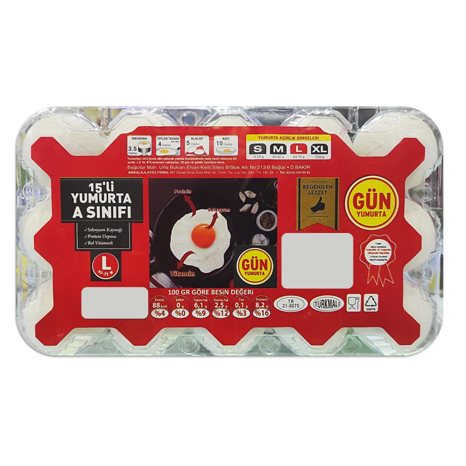 Gün Yumurta 15 Li (L) Beyaz