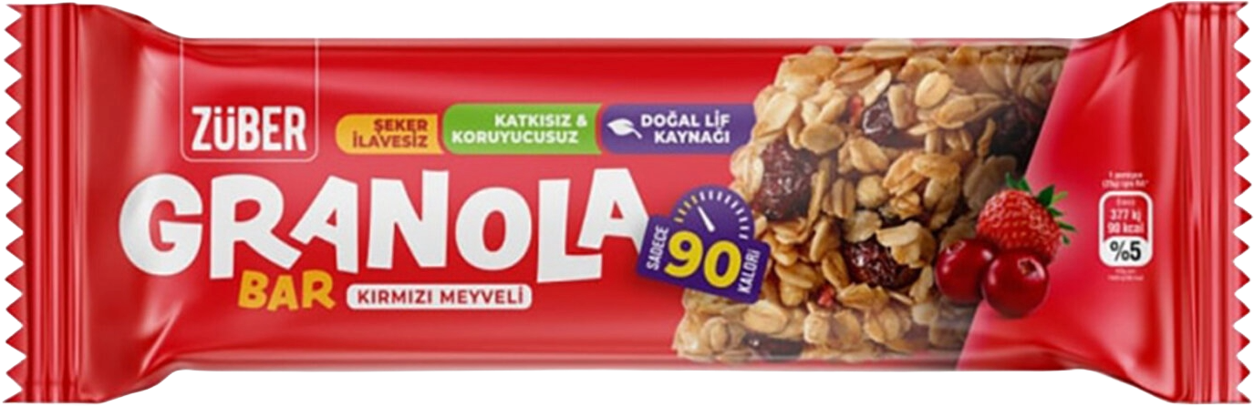 ZÜBER Granola Bar Kırmızı Meyveli 25 Gr
