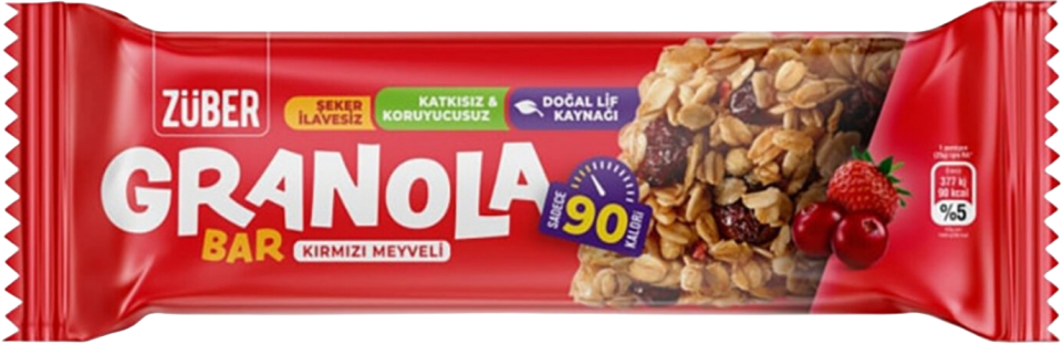 ZÜBER Granola Bar Kırmızı Meyveli 25 Gr