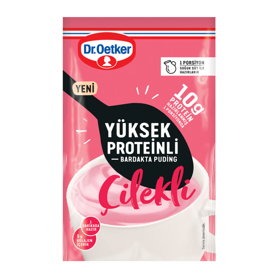 Dr. Oetker Bardak Puding Çilekli Proteinli 23 GR