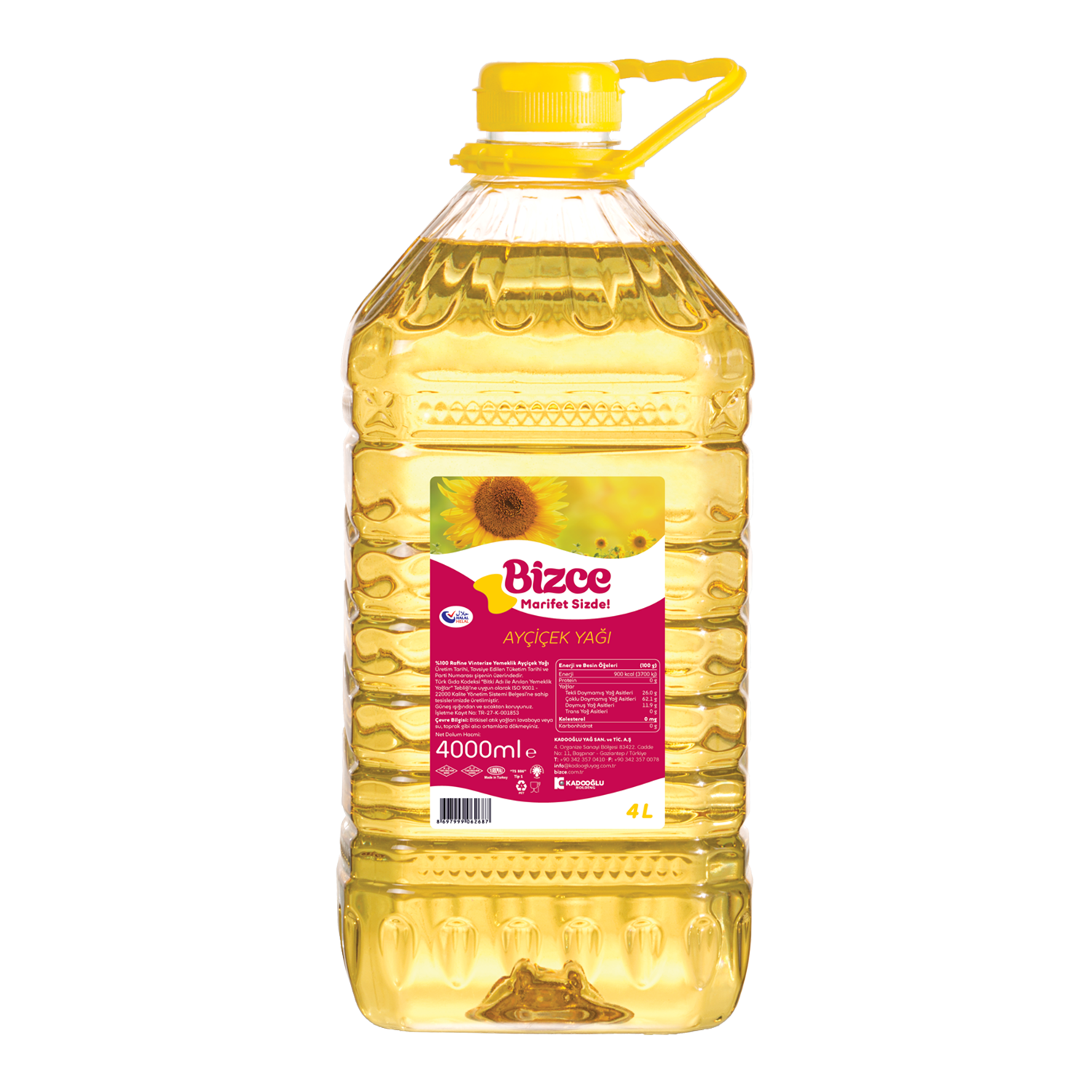 Bizce Ayçiçek Yağı 4 LT Dar Ağız