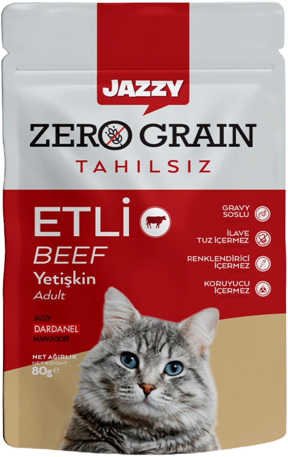 JAZZY 80 GR POŞET KEDİ MAMASI ETLİ