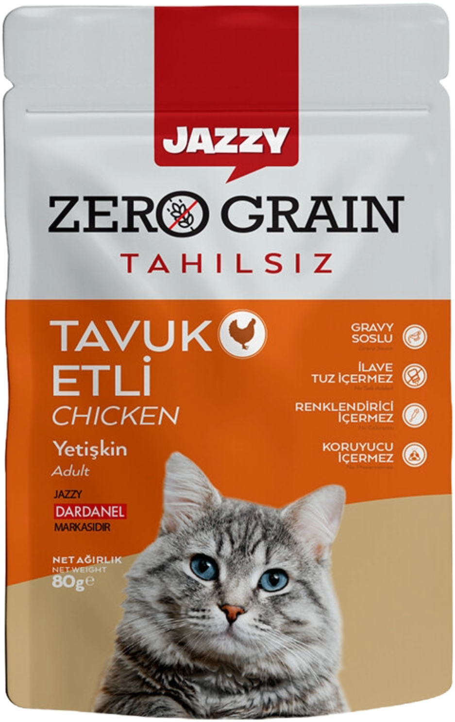 JAZZY 80 GR POŞET KEDİ MAMASI TAVUKLU
