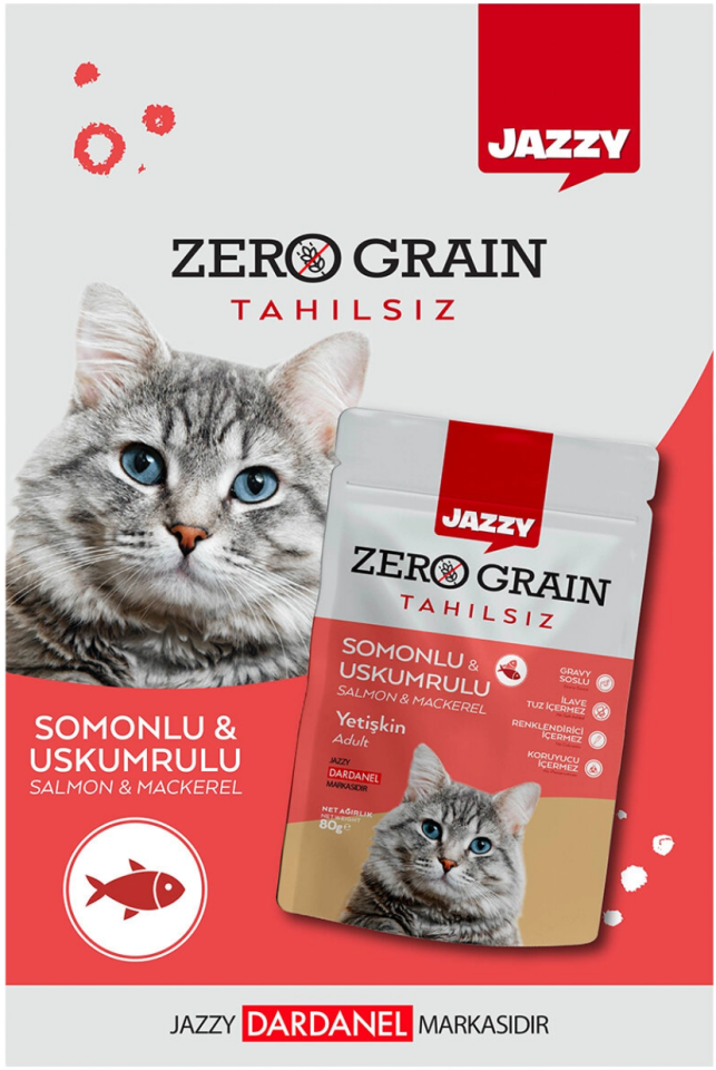 JAZZY 80 GR POŞET KEDİ MAMASI USKUMRU-SOMONLU