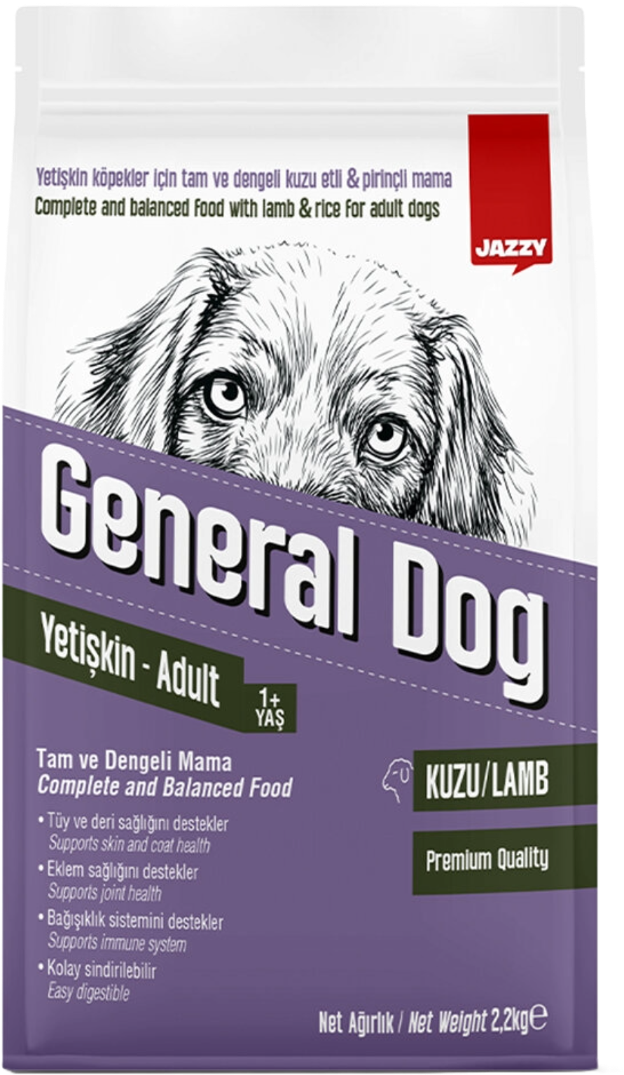 JAZZY 2.2 KG GENERAL DOG YETİŞKİN KÖPEK MAMASI KUZ