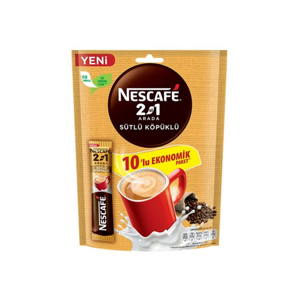 Nescafe 2si1 Arada Sütlü Köpüklü 10lu Paket