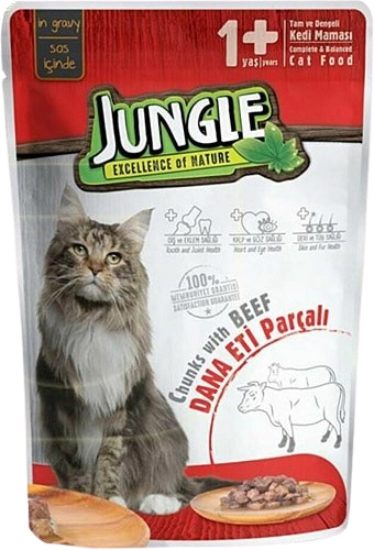 JUNGLE POUCH YETİŞKİN KEDİ DANA 100GR