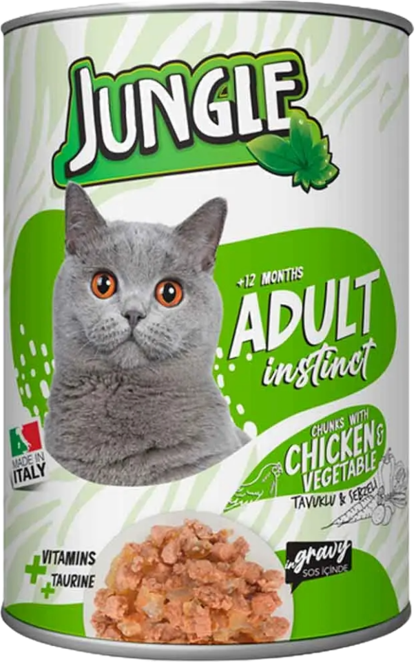 JUNGLE KEDİ KONSERVESİ TAVUK-SEBZE 415GR