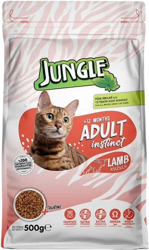 JUNGLE YETİŞKİN KEDİ MAMASI KUZU ETLİ 500GR