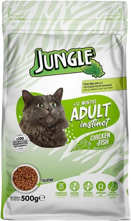 JUNGLE YETİŞKİN KEDİ MAMASI TAVUK-BALIKLI 500GR