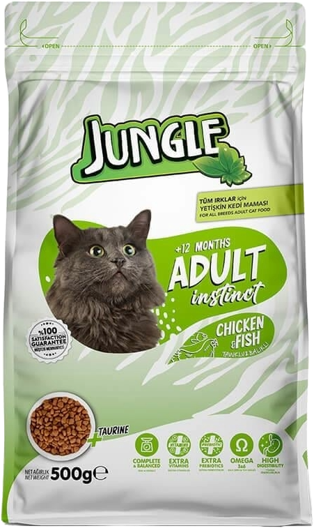 JUNGLE YETİŞKİN KEDİ MAMASI TAVUK-BALIKLI 500GR