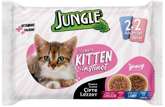 JUNGLE POUCH YAVRU KEDİ TAVUK-KUZU 4*100GR