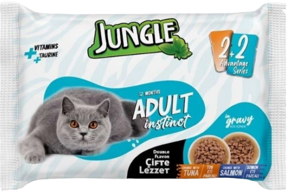 JUNGLE POUCH YETİŞKİN KEDİ TON-SOMON 4*100GR