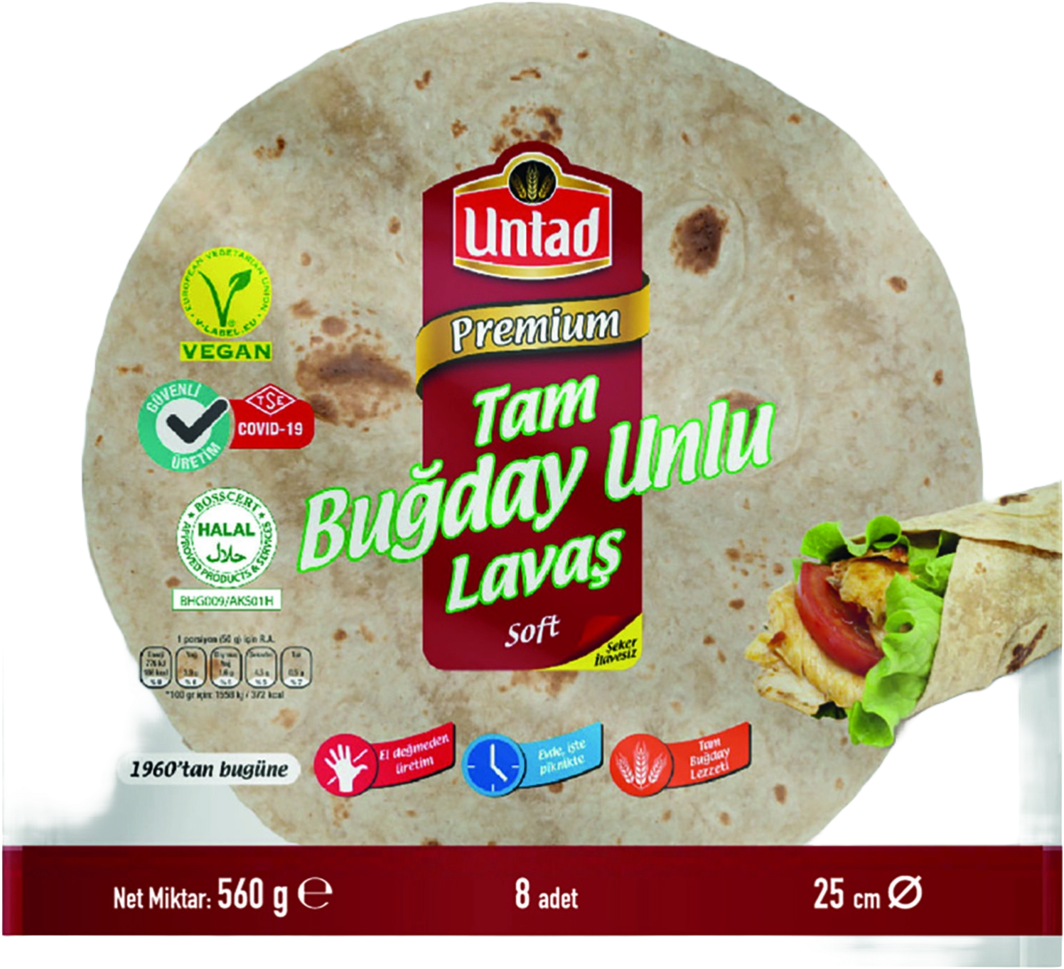 Untad Lavaş Tam Buğdaylı 560 Gr